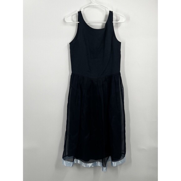 Geary Roark Kamisato Sleeveless Dress Silk Linen Fit Flare Navy Blue Preppy US 6 - Picture 1 of 7
